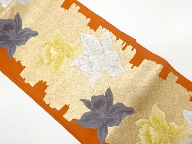 JAPANESEKIMONO / ANTIQUE ORCHID PATTERN WOVEN NAGOYA OBI (WEARABLE)